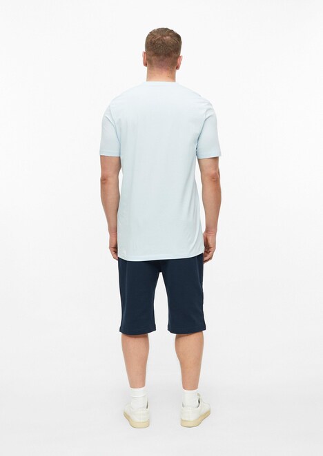 Baumwoll-T-Shirt mit Logo-Print und V-Neck