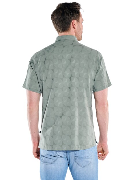 Herren Kurzarm Hemd mit geometrischem Muster , Oliv