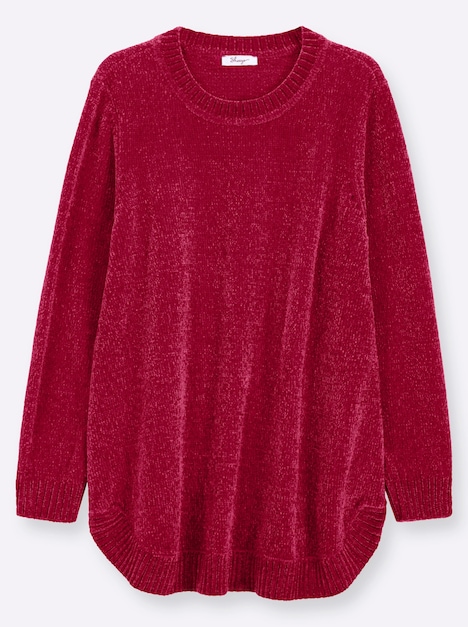 Pullover Pullover aus weicher Chenille-Qualität Langarm ohne Kragen