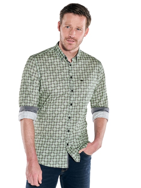 Herren Langarm-Hemd slim fit , Hellgruen