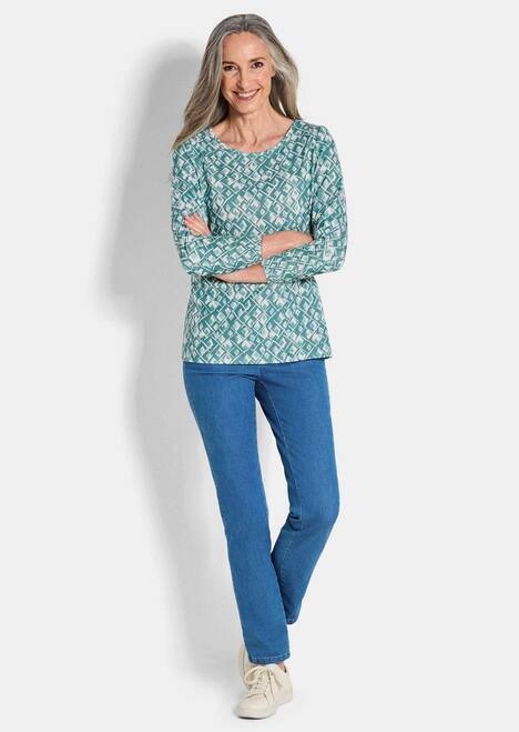 Halbarm Viskoseshirt im Allover-Design