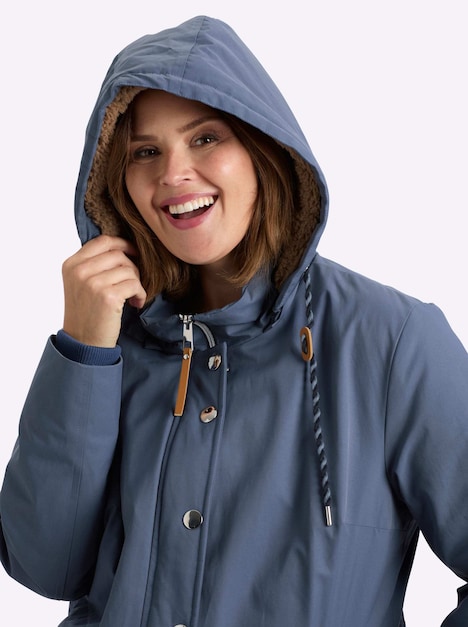 Outdoorjacke Parka mit kuscheligem Teddyfutter Langarm Stehkragen