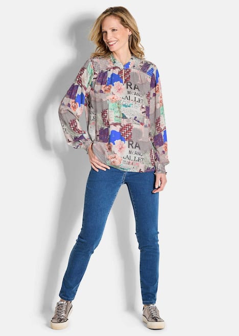 GOLDNER Blouse met print Blouse met een opstaande kraag van viscose-satijn