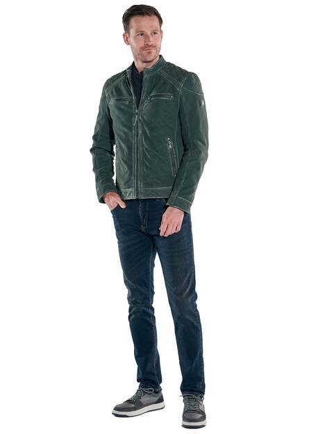engbers Herren Lederjacke mit Stehkragen , Dunkelgruen