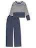 Schiesser Damen Schlafanzug Casual Nightwear blaugrau