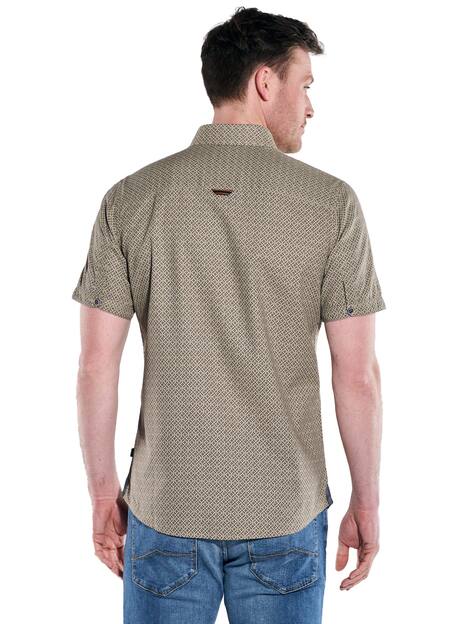 engbers Herren Kurzarm-Hemd gemustert , Sand