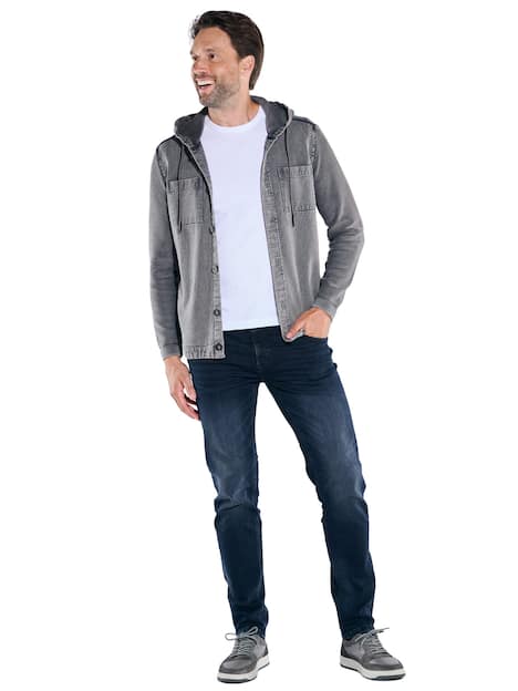 engbers Herren Cardigan mit Kapuze , Dunkelgrau