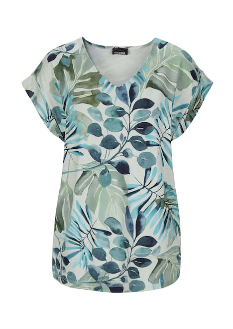 Sommershirt mit Print, V-Ausschnitt