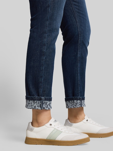 TTPLUS SLIM Jeans mit Leo-Print im Umschlag