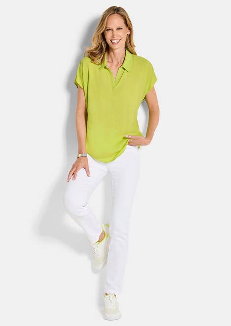 Blouse zonder sluiting met een open overhemdkraag