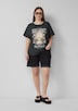 Gewaschenes Oversize-Shirt mit Frontprint