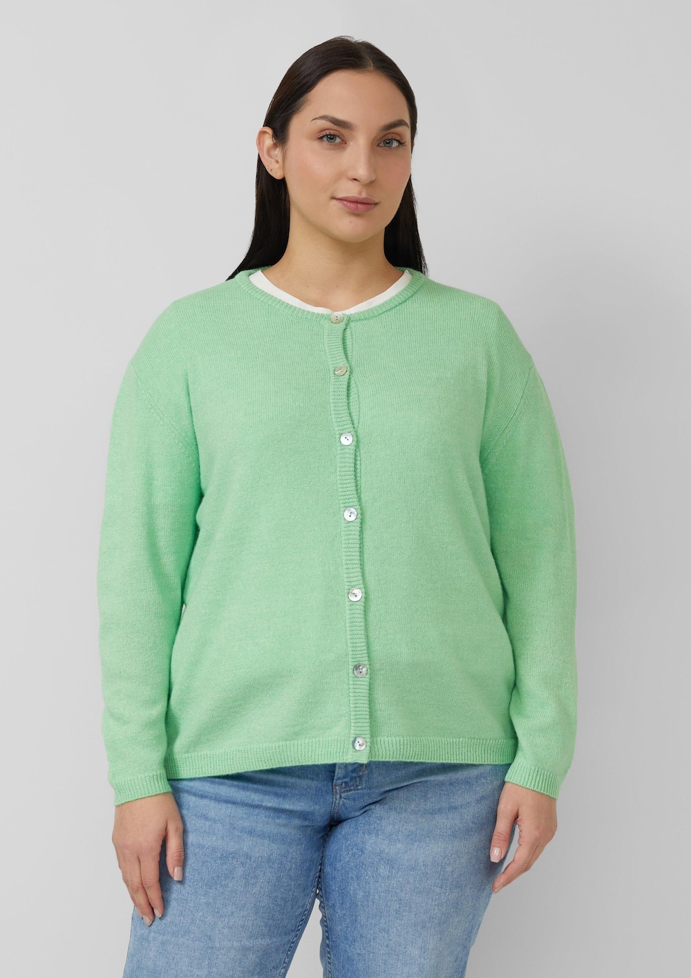 Flauschige Baumwollmix-Strickjacke