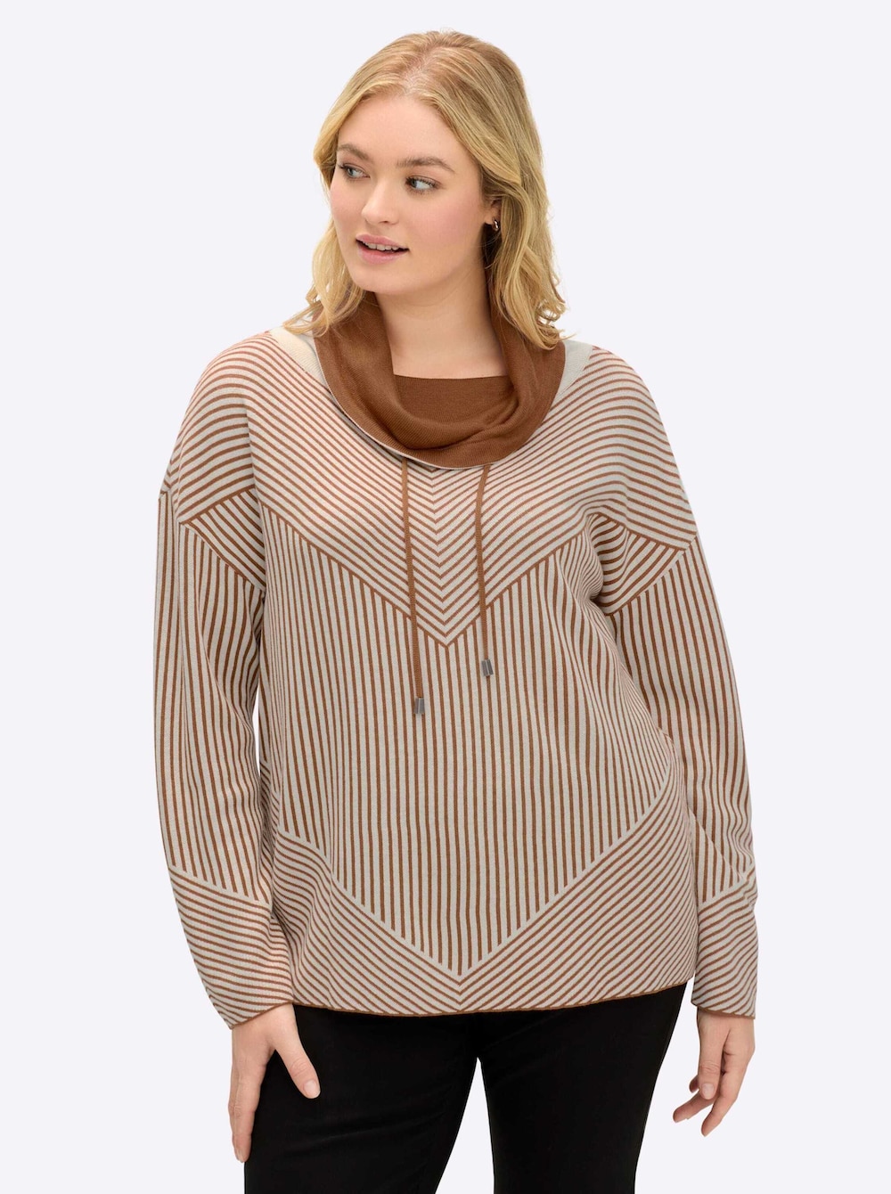 Pullover Langarm Jacquard, Jersey Sonstiges Muster Rollkragen