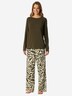 Schiesser Damen Pyjama Selected Premium oliv