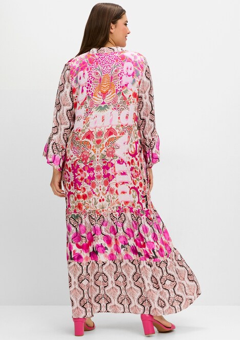 Kleid Langarm Sonstiges Muster Stehkragen