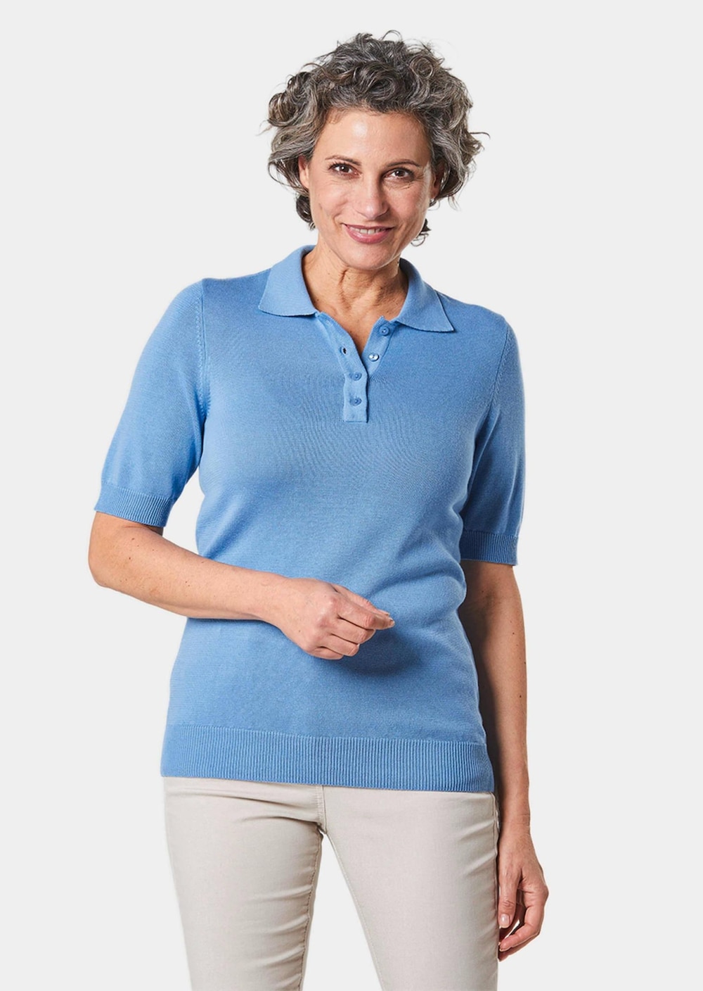 GOLDNER Polopullover Tricot pullover met korte mouwen en mooie kraag