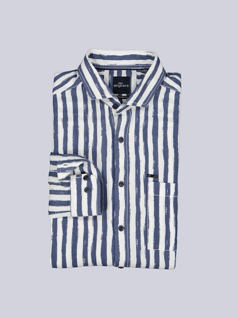 Herren Streifenhemd in Leno-Ware , Marineblau