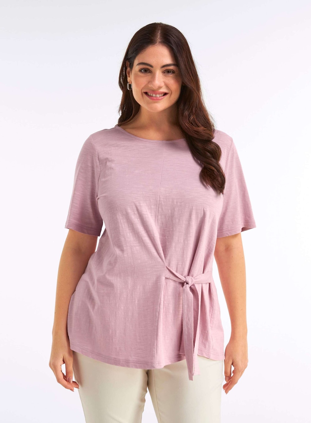 Halbarmshirt Shirt mit Bindebändern Kurzarm
