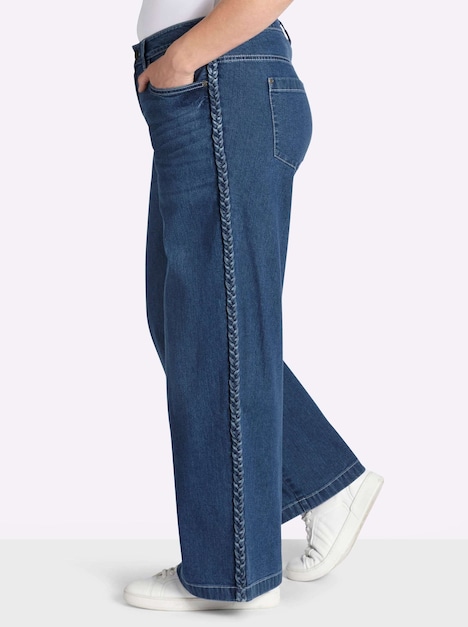 Jeans Jeans mit geflochtenen Streifen am weiten Bein normal Formbund
