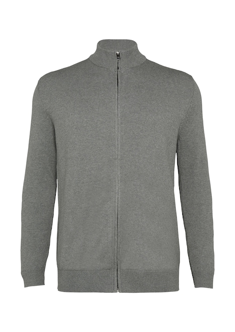 Strickjacke mit Stehkragen und Logo-Detail