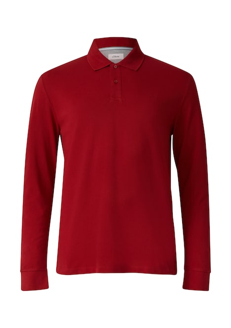 Langarm-Poloshirt aus Baumwoll-Piqué mit Bündchen