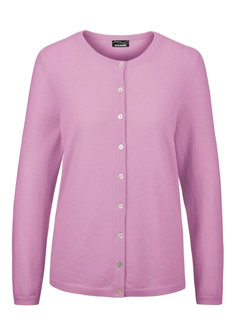 Kaschmirstrickjacke mit Rundhalsausschnitt