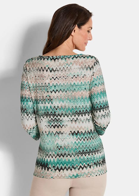 Halbarm-Viskosebluse, Zickzack-Design