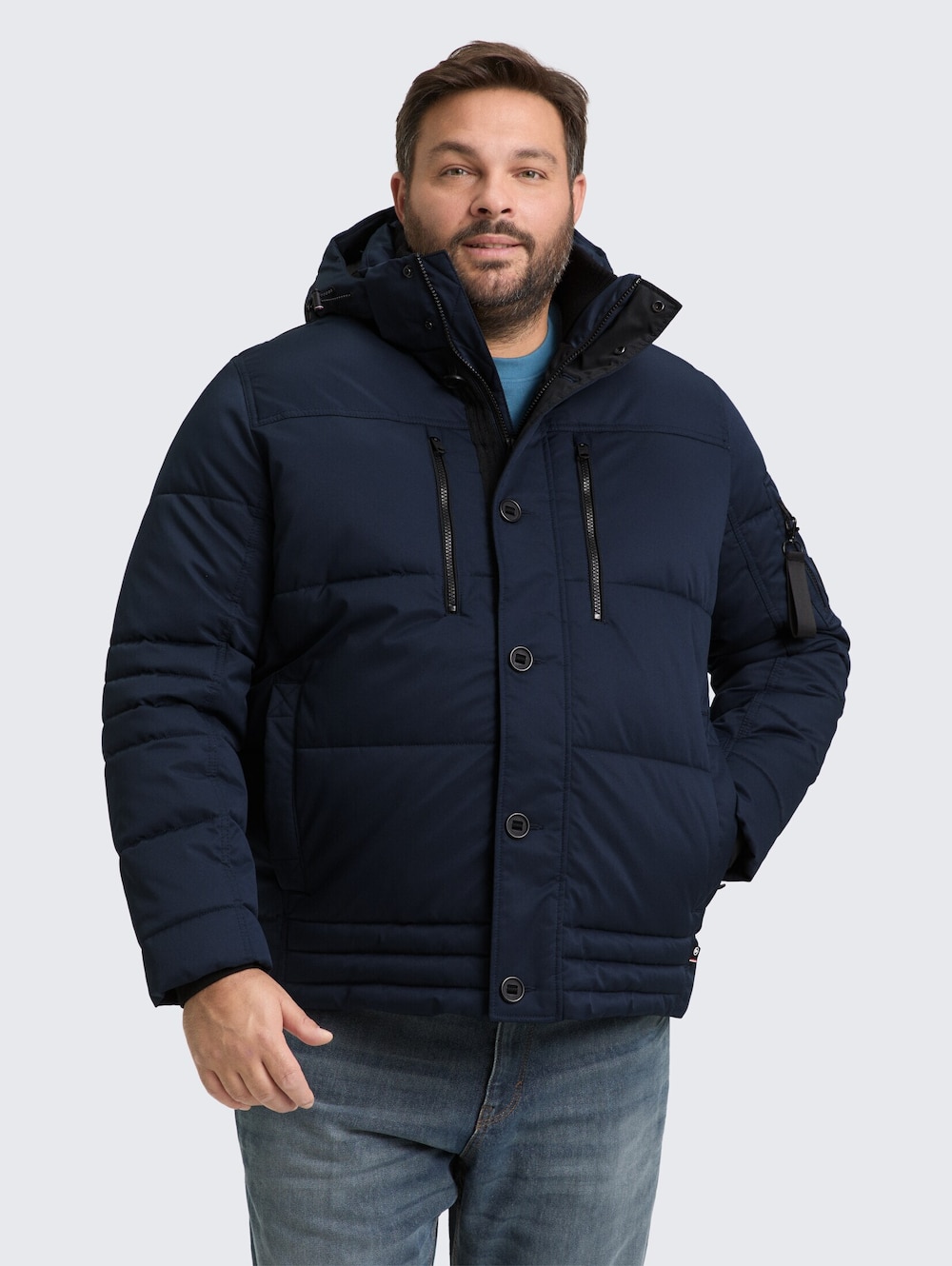 Tom Tailor Men PLUS Jacken Plus Size - Pufferjacke mit abnehmbarer Kapuze