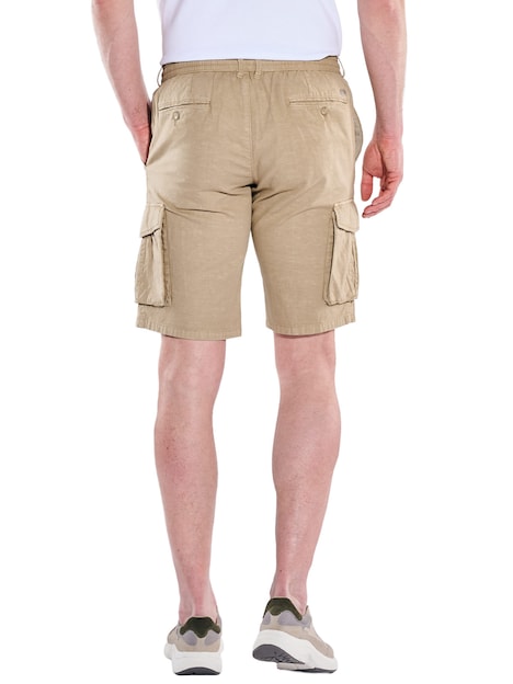 Herren Cargo Shorts in Leinenoptik , Cognac