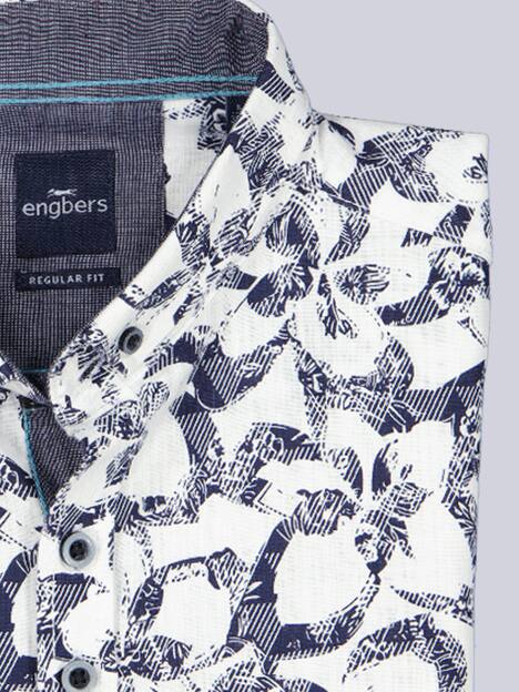 engbers Herren Langarm-Hemd gemustert , Marineblau