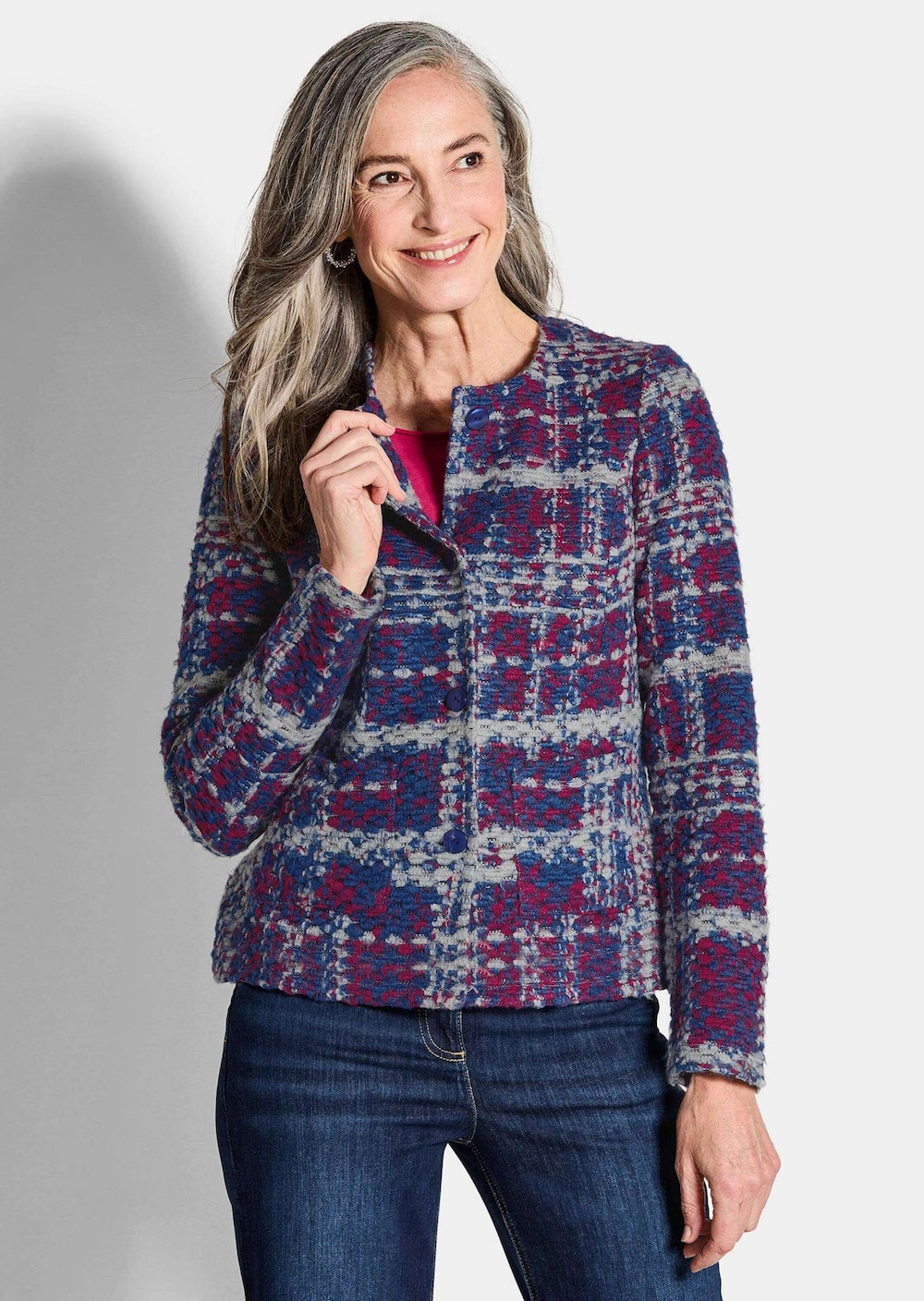 Jacquard-Jacke aus strukturiertem Jersey
