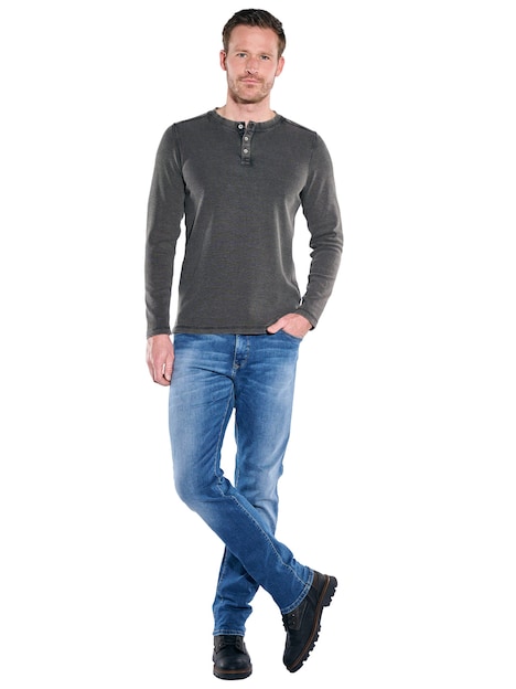 Herren Henley Shirt , Anthrazit