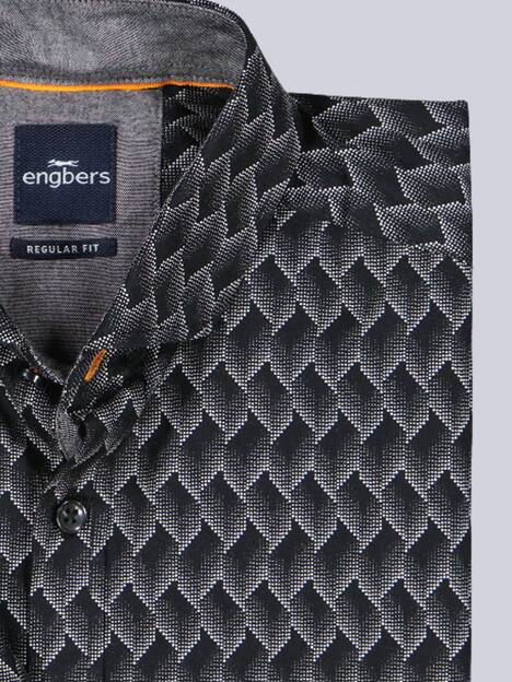 engbers Herren Langarm-Hemd gemustert , Schwarz