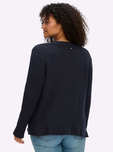 Strickjacke Langarm Ajour Ohne Kragen