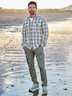 Herren Kerniges Overshirt aus Leno-Ware , Brilliantblau