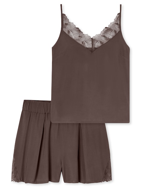 Schiesser Damen Schlafanzug Modern Lace deepbrown