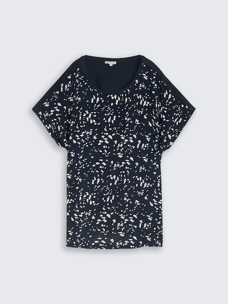T-Shirt im Material-Mix