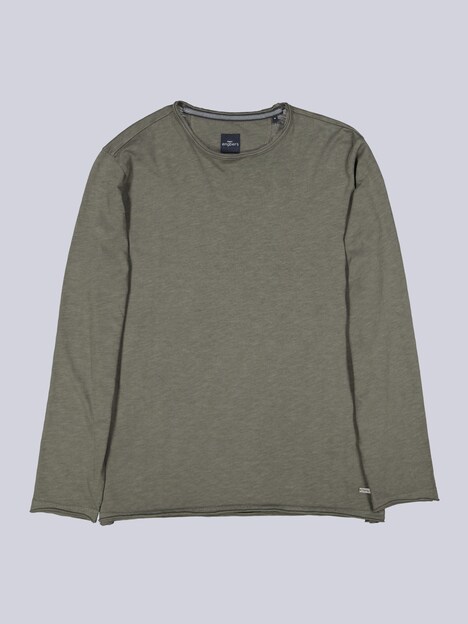Herren Rundhals Shirt , Oliv