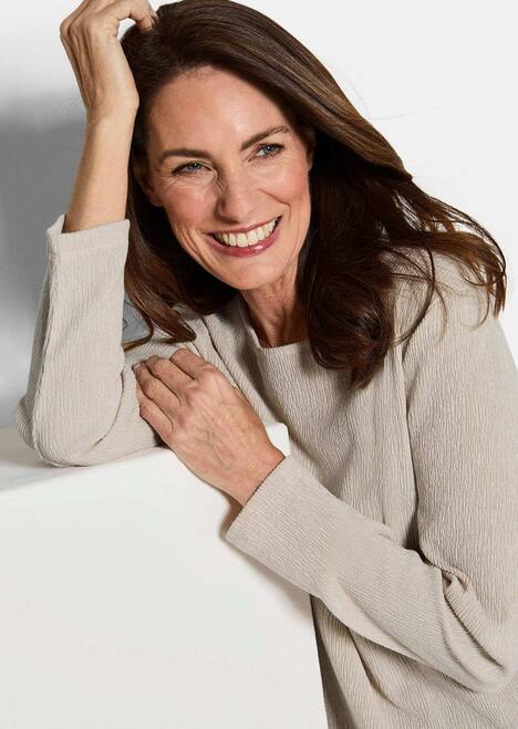 Langarm Melange Jersey-Oberteil