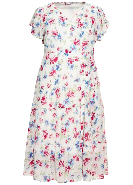 Chiffonkleid Kurzarm Mehrfarbig Mit Kapuze