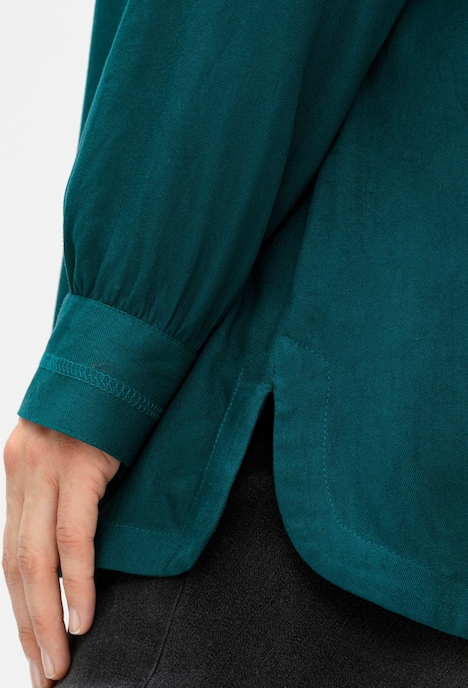 Hemdbluse Klassische Bluse aus Twillqualität Langarm Uni Hemdkragen
