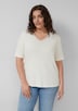 Ripp-T-Shirt mit Spitze am Ausschnitt