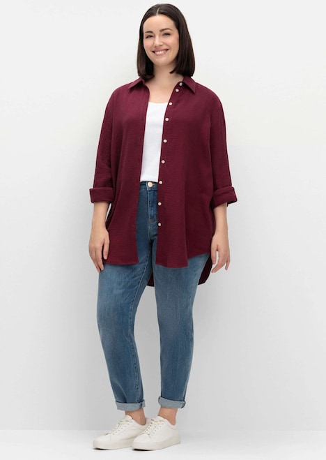 Hemdbluse Langarm Uni Hemdkragen