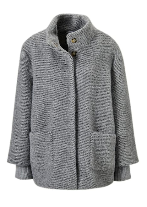 Flauschiger Kurzmantel mit Stehkragen