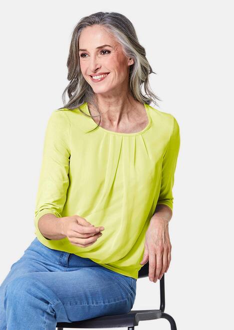 Chiffon-Shirt mit 3/4-Arm, Rundhals
