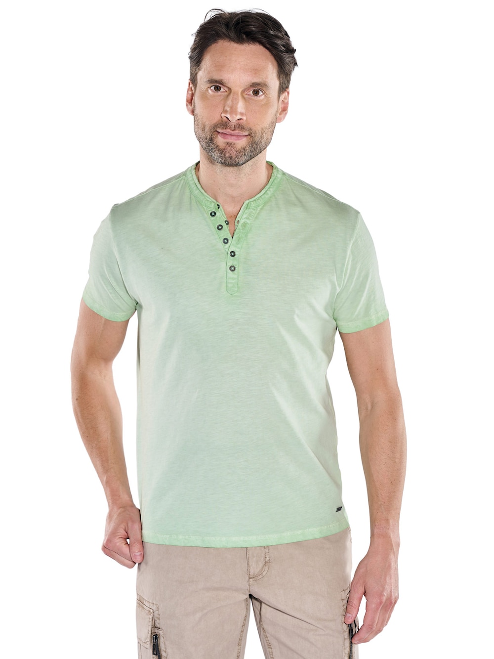 Herren Henley T-Shirt , Hellgruen