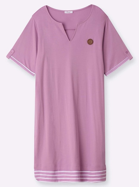 Jersey-Kleid Kurzarm Ohne Kragen