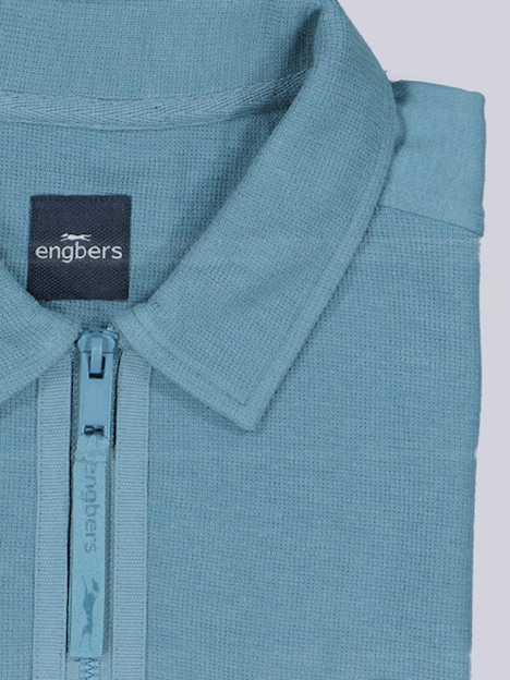 Herren Poloshirt mit Reißverschluss , Mittelblau