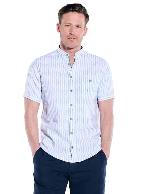 engbers Herren Kurzarm-Hemd gestreift , Hellblau