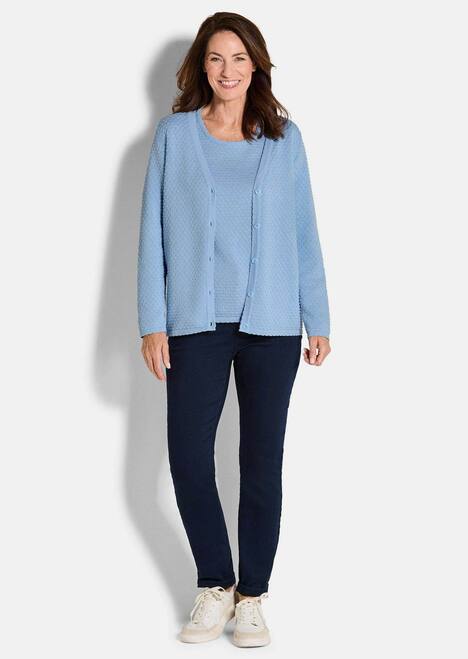 Baumwoll-Feinstrickjacke, Langarm